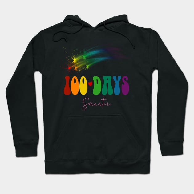 100 days smarter shooting stars groovy back to school Hoodie by NIKA13